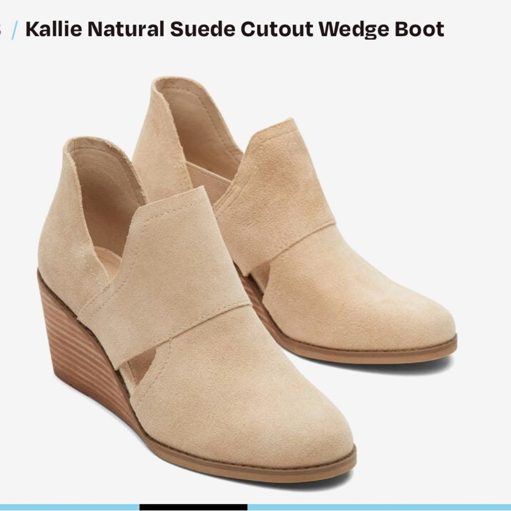 🔥🔥 SALE  Kallie Natural Suede Cutout Wedge Boot